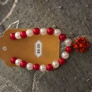 Elegant Red and White Beaded Bracelet